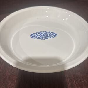 Vintage 1972-1974 Corning Blue Medallion Shell Oil Pie Plate Dish P-309